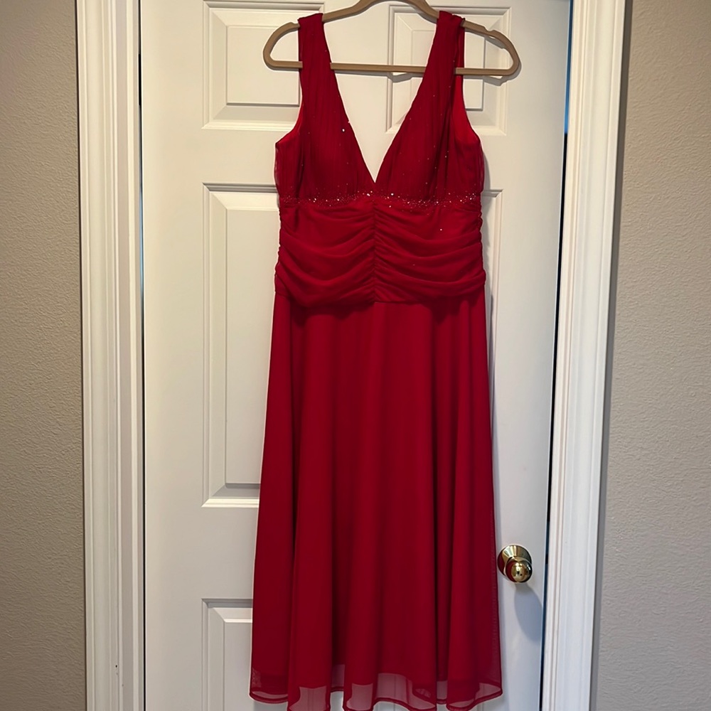 Red Midi Cocktail Dress